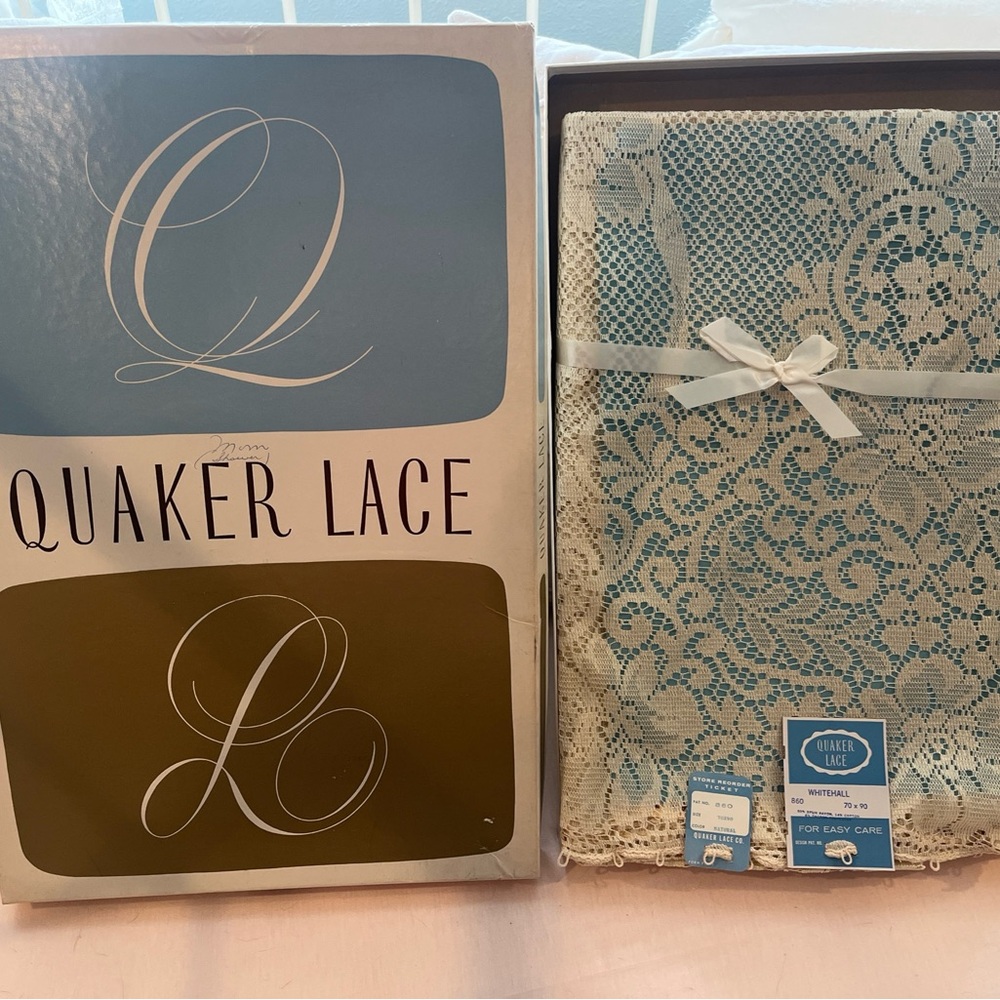 Vintage Quaker Lace Whitehall Tablecloth 70" x 90"-mint in box-Ivory Shade